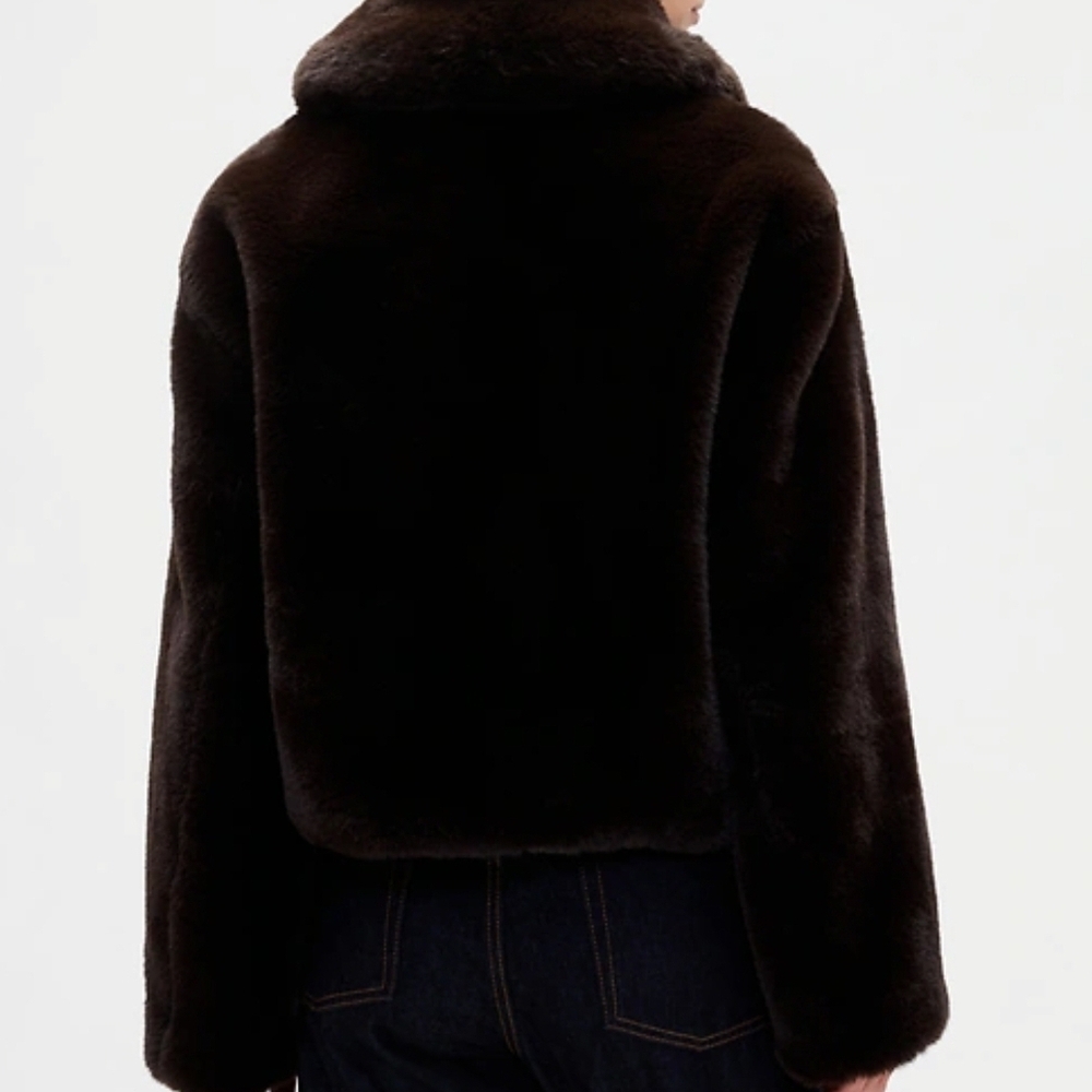 GAP Dark Brown Faux Fur Jacket - Picture 2 of 12